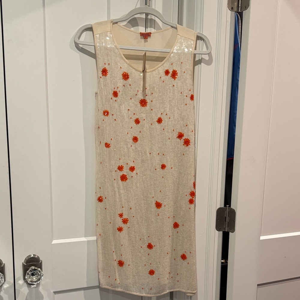 Chan Luu Cream and Orange Floral Mini Dress